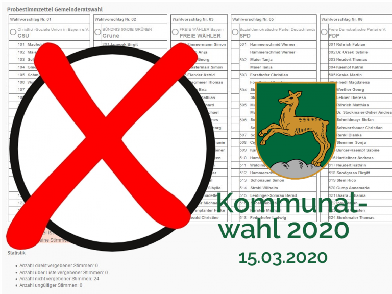 Kommunalwahl 2020 - Probestimmzettel